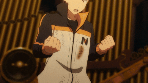 a cartoon character with the letter n on his shirt
