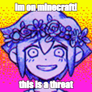 a drawing of a girl with a flower crown on her head and the words `` im on minecraft this is a threat '' .