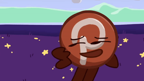 a cartoon drawing of a cookie with a candy cane on it 's face