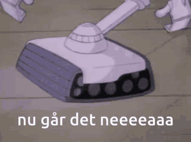 a cartoon character is standing in a hole with a hose attached to it .