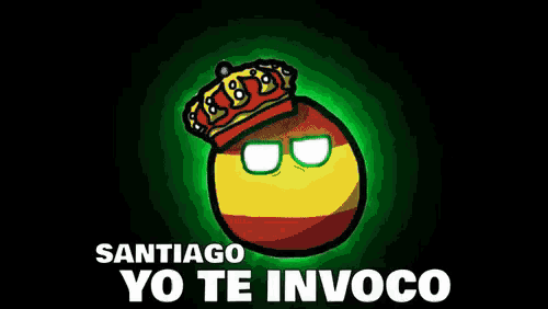 a spanish ball with a crown on its head and the words santiago yo te invoco below it