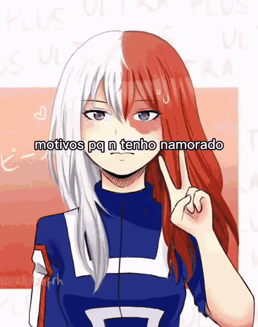 a drawing of a girl with red hair and the words motivos pq n tenho namorado on the bottom