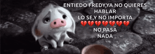 a cartoon pig is sitting on the ground with the words " entiedo fredya no quieres " written above it