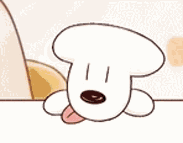 a cartoon dog with its tongue hanging out is laying on a table .