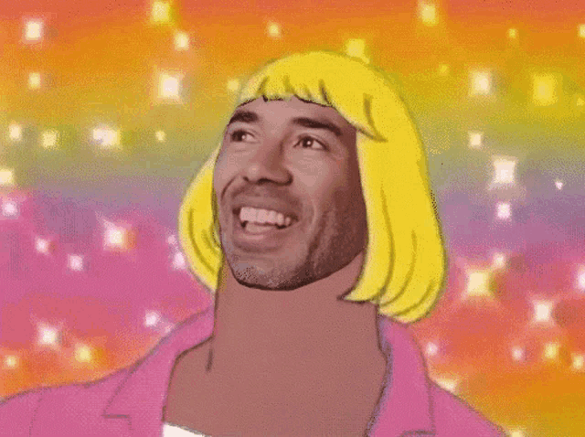a cartoon of a man with a wig on his head