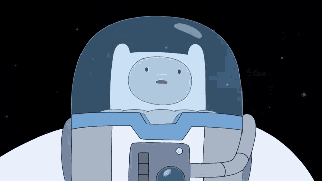 a cartoon character wearing a helmet and a camera