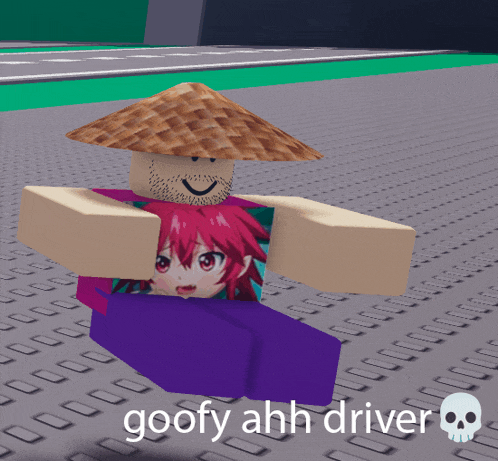 a cartoon character with a skull and the words goofy ahh driver on it