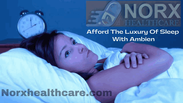a woman laying in bed with an alarm clock behind her and norx healthcare written on the top