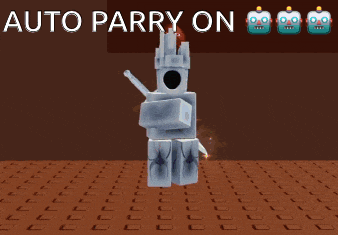 a picture of a robot with the words " auto parry on " above it