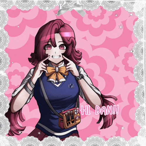 a picture of a girl with red hair and the words hi dani