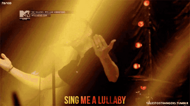 a man singing a lullaby on a mtv show