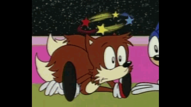 a cartoon of a fox with stars coming out of it 's tail