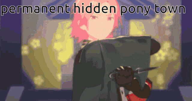a picture of a girl with permanent hidden pony town above her