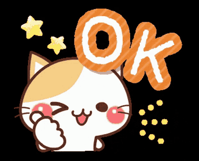 a cartoon cat is giving a thumbs up and says ok