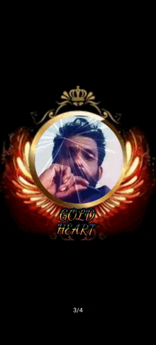 a picture of a man in a gold frame with the words gold heart on the bottom