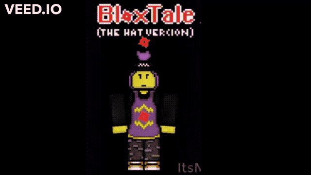 a pixel art of a person with the words bloxtale on the top