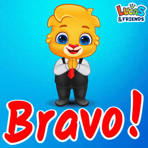 a lucas & friends poster with a cartoon character and the word bravo