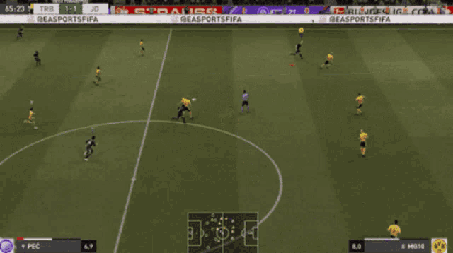 a soccer game is being played in front of a banner for easportsfifa