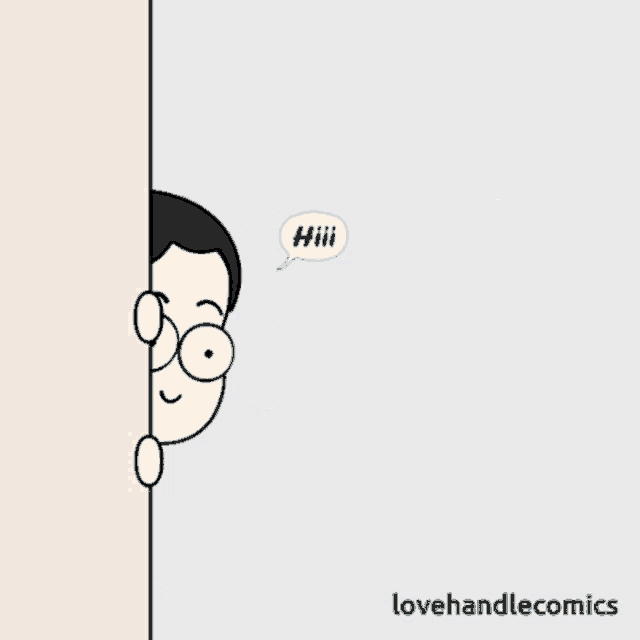 a cartoon of a girl with a speech bubble that says hi