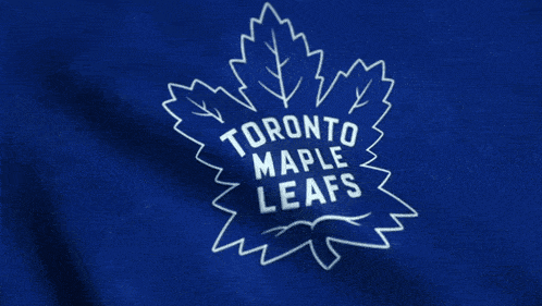 the logo for the toronto maple leafs is displayed on a blue background
