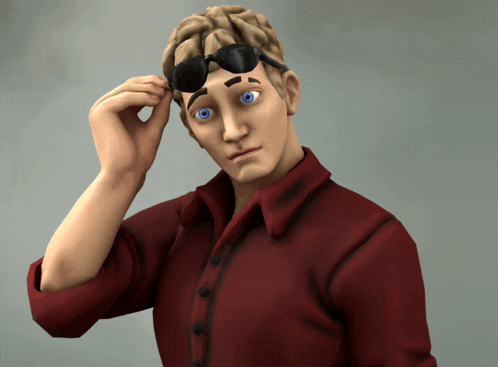 a cartoon character with a red shirt and sunglasses on