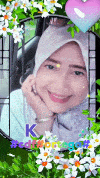 a picture of a woman in a hijab with the letter k above her
