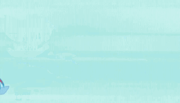 a girl in a rainbow dash outfit is riding on the back of a blue pony