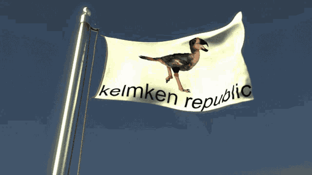 a flag that says kelmken republic with a bird on it