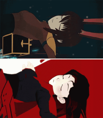 a cartoon of a girl with a red scarf on her neck