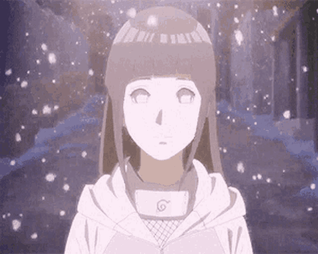 a girl with a mask on her face is standing in front of a snowy forest .