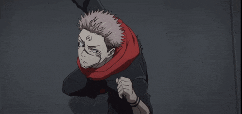 a cartoon character with a red hood has a tattoo on his forehead