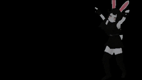 a pixel art of a girl with pink bunny ears