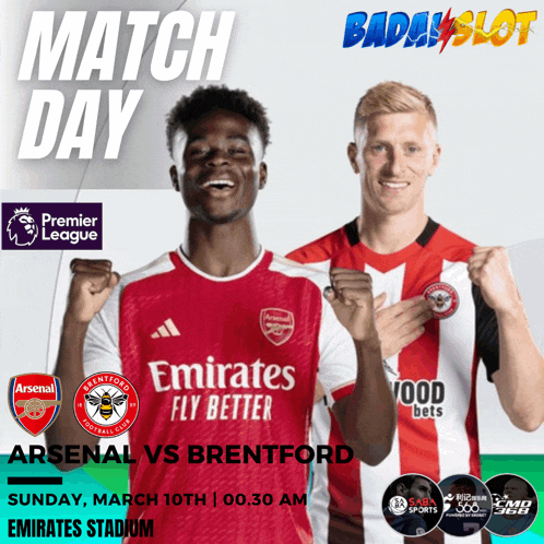 a poster for arsenal vs brentford soccer match on march 10th