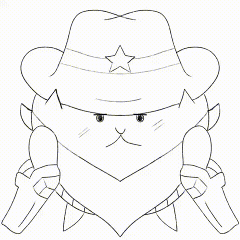 a drawing of a cat wearing a cowboy hat