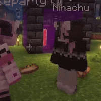 a person in a minecraft video game is standing in the grass with a candle in front of them .
