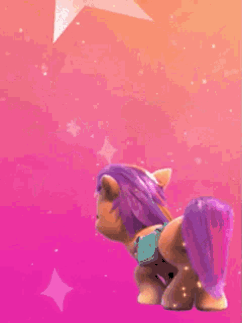 a cartoon pony with wings is flying in the air .
