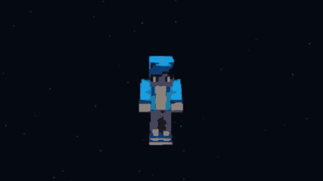 a minecraft character is wearing a blue hat and a blue jacket