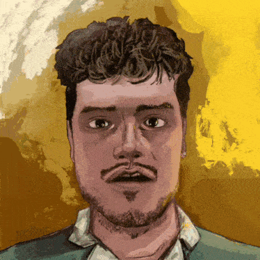 a drawing of a man with a beard and earrings