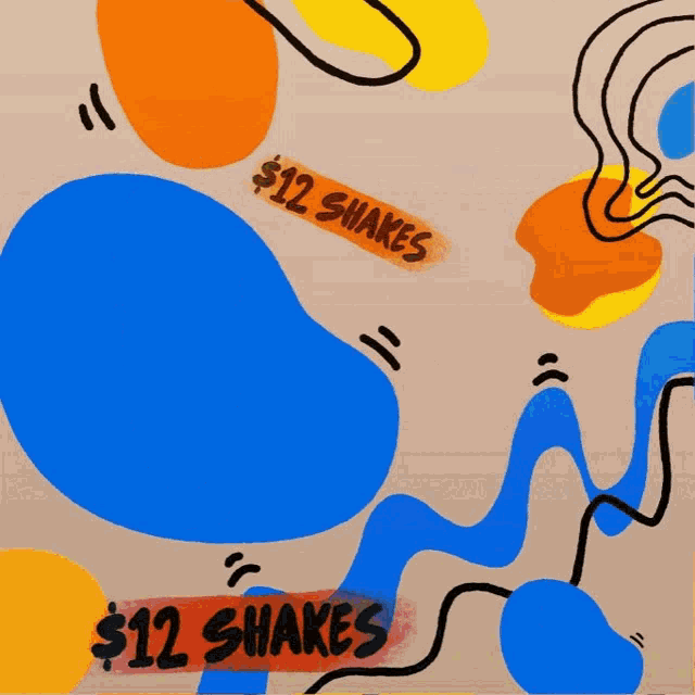 an advertisement for $ 12 shakes with a drink in the middle