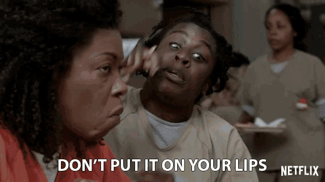 a netflix ad shows a man and a woman and says don 't put it on your lips