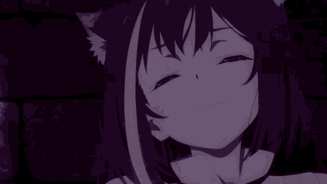 a close up of a girl with cat ears on her ears