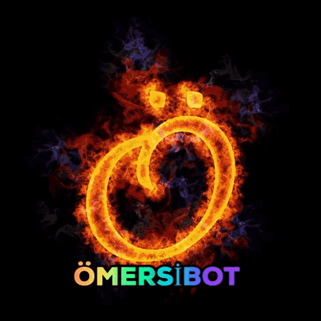 the letter o is surrounded by flames and the word omersibot below it