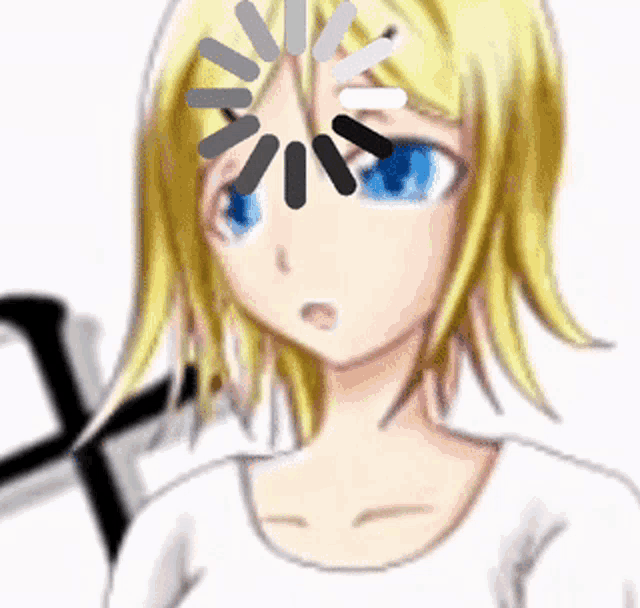 a drawing of a girl with a loading circle around her face