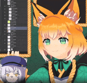 a girl with orange hair and green eyes is holding a cat