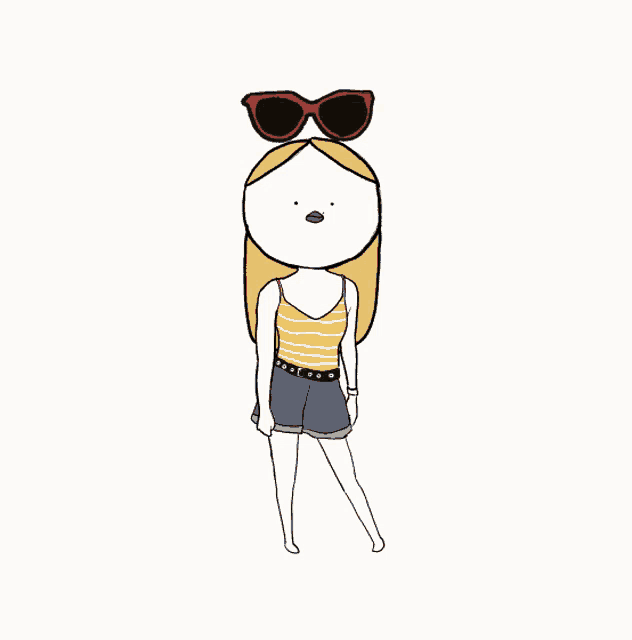 a cartoon drawing of a girl wearing sunglasses