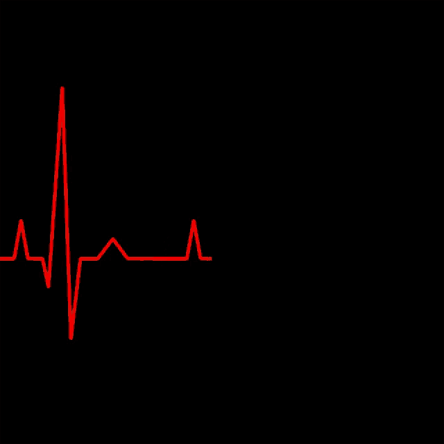 a red heartbeat line is against a black background
