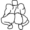 a black and white drawing of a group of people sitting next to each other .