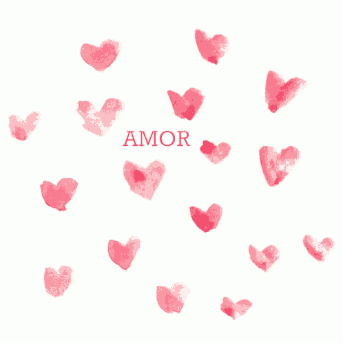 a white background with red hearts and the word amor in red