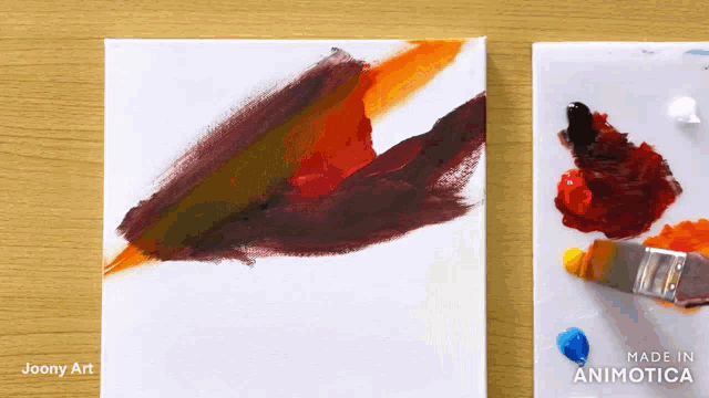 a painting on a canvas with the words made in animatica on the bottom