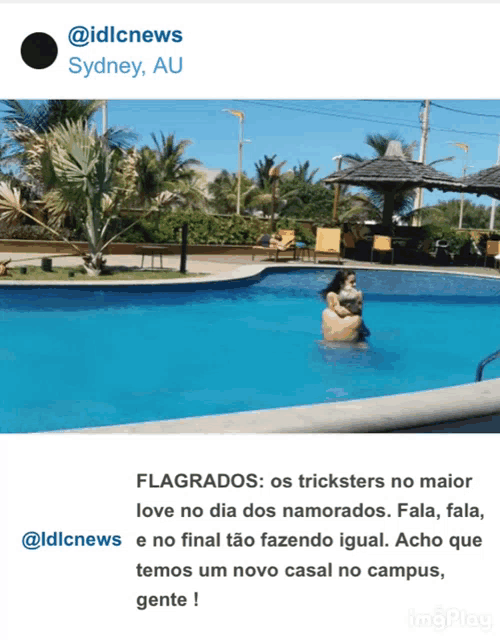 a picture of a man and woman in a swimming pool with a caption that says @idlcnews